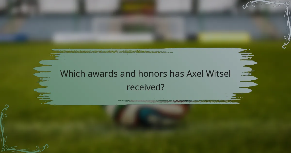 Which awards and honors has Axel Witsel received?